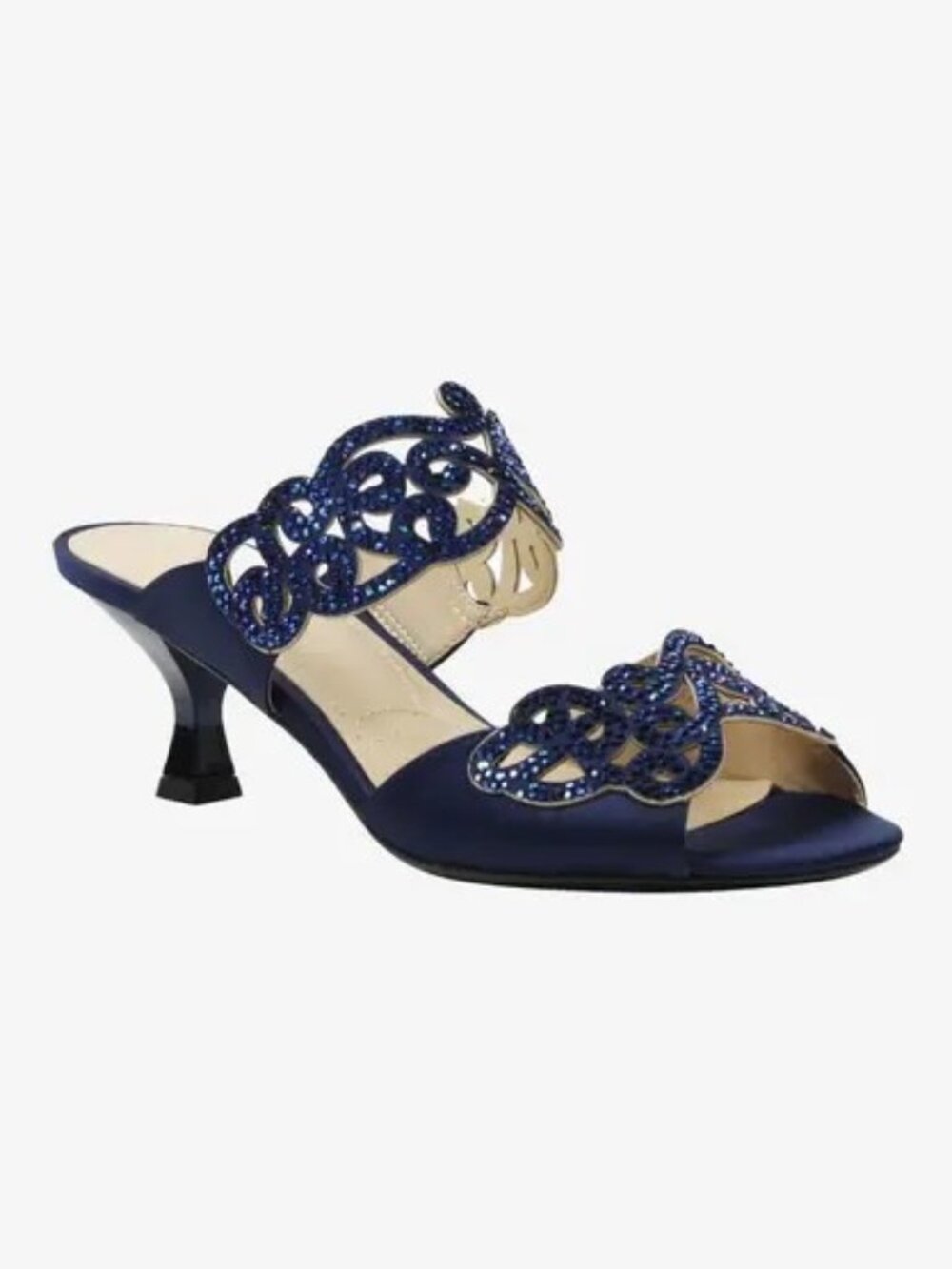 J. RENEÉ FRANCIEWOMEN'S NAVY SATIN/RHINESTONES SLIDES